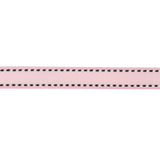 Baby Pink Woven Ribbon with Navy and White Stitched Border - 0.375"