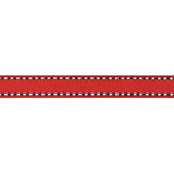 Red Woven Ribbon with Navy and White Stitched Border - 0.375"
