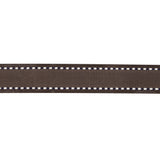 Fudge Woven Ribbon with Navy and White Stitched Border - 0.625"