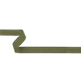 Sage Green Woven Ribbon with Navy and White Stitched Border - 0.625"