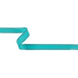 Turquoise Woven Ribbon with Navy and White Stitched Border - 0.625"