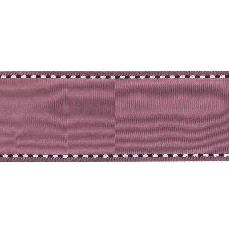 Purple Woven Ribbon with Navy Blazer and White Stitched Border - 1.375"
