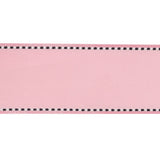 Pink Marshmallow Woven Ribbon with Navy Blazer and White Stitched Border - 1.5"