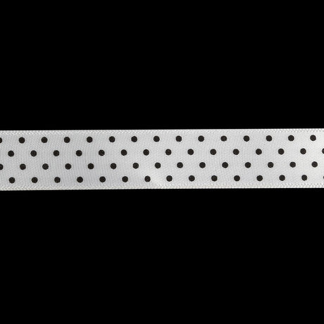 White and Black Polka Dots Satin Ribbon - 0.625"