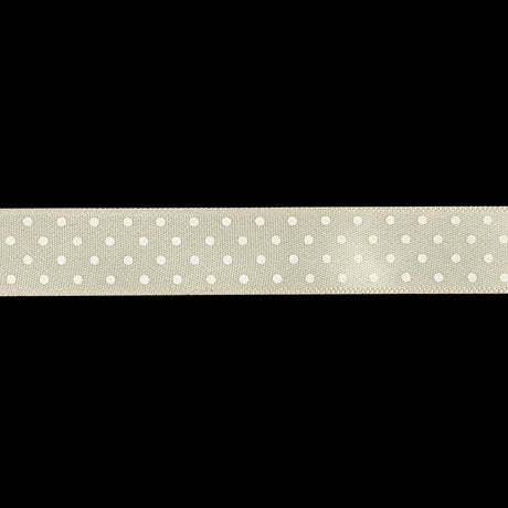 Coconut Milk and White Polka Dots Satin Ribbon - 0.625"