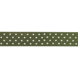 Olive and White Polka Dots Satin Ribbon - 0.625"
