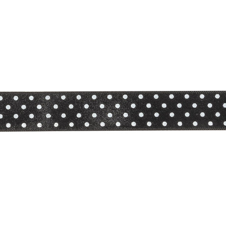 Black and Bright White Polka Dots Satin Ribbon - 0.625"