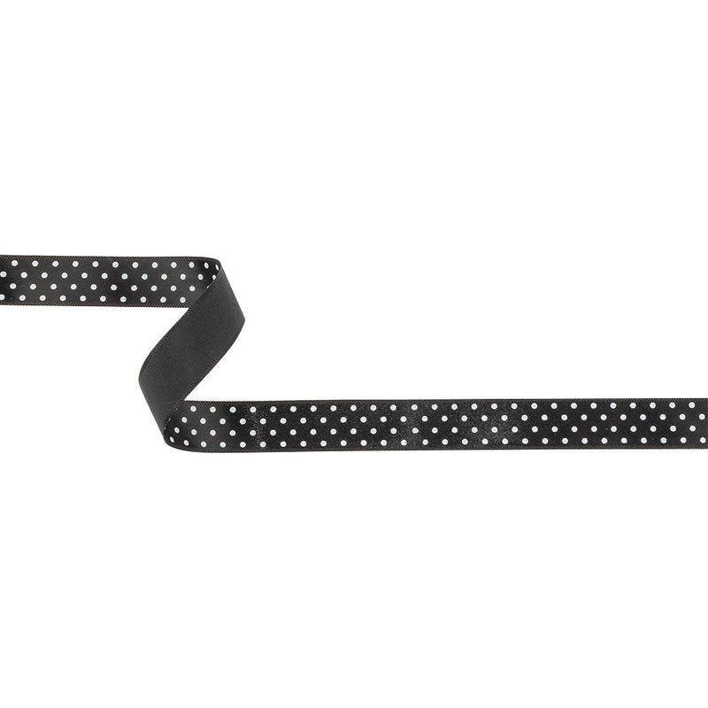 Black and Bright White Polka Dots Satin Ribbon - 0.625"