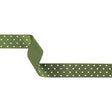 Olive and White Polka Dots Satin Ribbon - 1"
