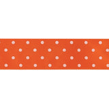 Carrot and Bright White Polka Dots Satin Ribbon - 1"