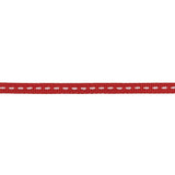 Red Grosgrain Ribbon with Lucent White Stitching - 0.25"