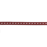 Wine Grosgrain Ribbon with Lucent White Stitching - 0.25"