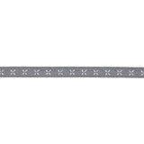 Gray Grosgrain Ribbon with Blanc de Blanc Stitched Flowers - 0.25"