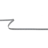 Gray Grosgrain Ribbon with Blanc de Blanc Stitched Flowers - 0.25"