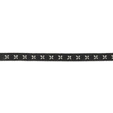Black Onyx Grosgrain Ribbon with Blanc de Blanc Stitched Flowers - 0.25"
