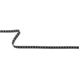 Black Onyx Grosgrain Ribbon with Blanc de Blanc Stitched Flowers - 0.25"