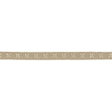 Beige Grosgrain Ribbon with Blanc de Blanc Stitched Flowers - 0.25"