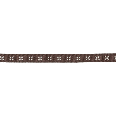Puce Grosgrain Ribbon with Blanc de Blanc Stitched Flowers - 0.25"