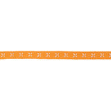 Mango Grosgrain Ribbon with Blanc de Blanc Stitched Flowers - 0.25"