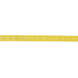 Sunshine Yellow Grosgrain Ribbon with Blanc de Blanc Stitched Flowers - 0.25"
