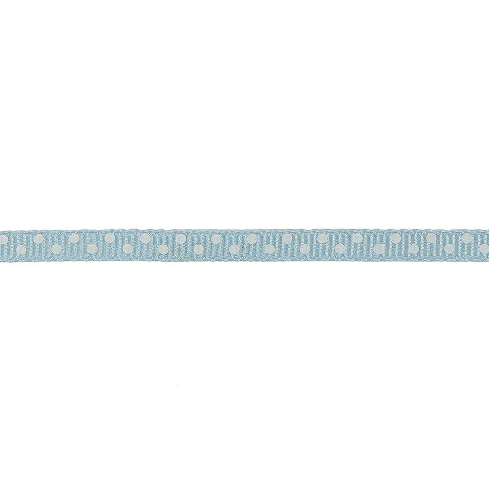 Winter Sky and White Polka Dots Grosgrain Ribbon - 0.25"