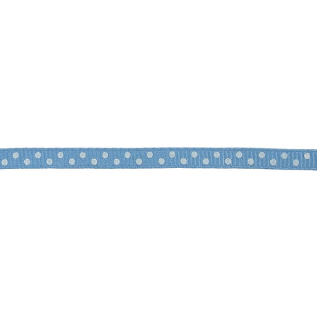 Little Boy Blue and White Polka Dots Grosgrain Ribbon - 0.25"