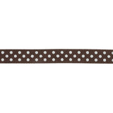 Chestnut and White Polka Dots Grosgrain Ribbon - 0.375"