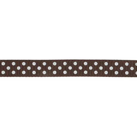 Chestnut and White Polka Dots Grosgrain Ribbon - 0.375"
