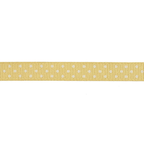 Pale Banana and White Polka Dots Grosgrain Ribbon - 0.375"