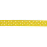 Blazing Yellow and White Polka Dots Grosgrain Ribbon - 0.375"