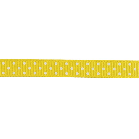 Blazing Yellow and White Polka Dots Grosgrain Ribbon - 0.375"