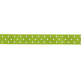 Lime Green and White Polka Dots Grosgrain Ribbon - 0.375"