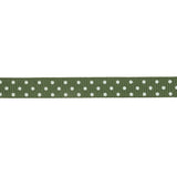 Pesto and White Polka Dots Grosgrain Ribbon - 0.375"
