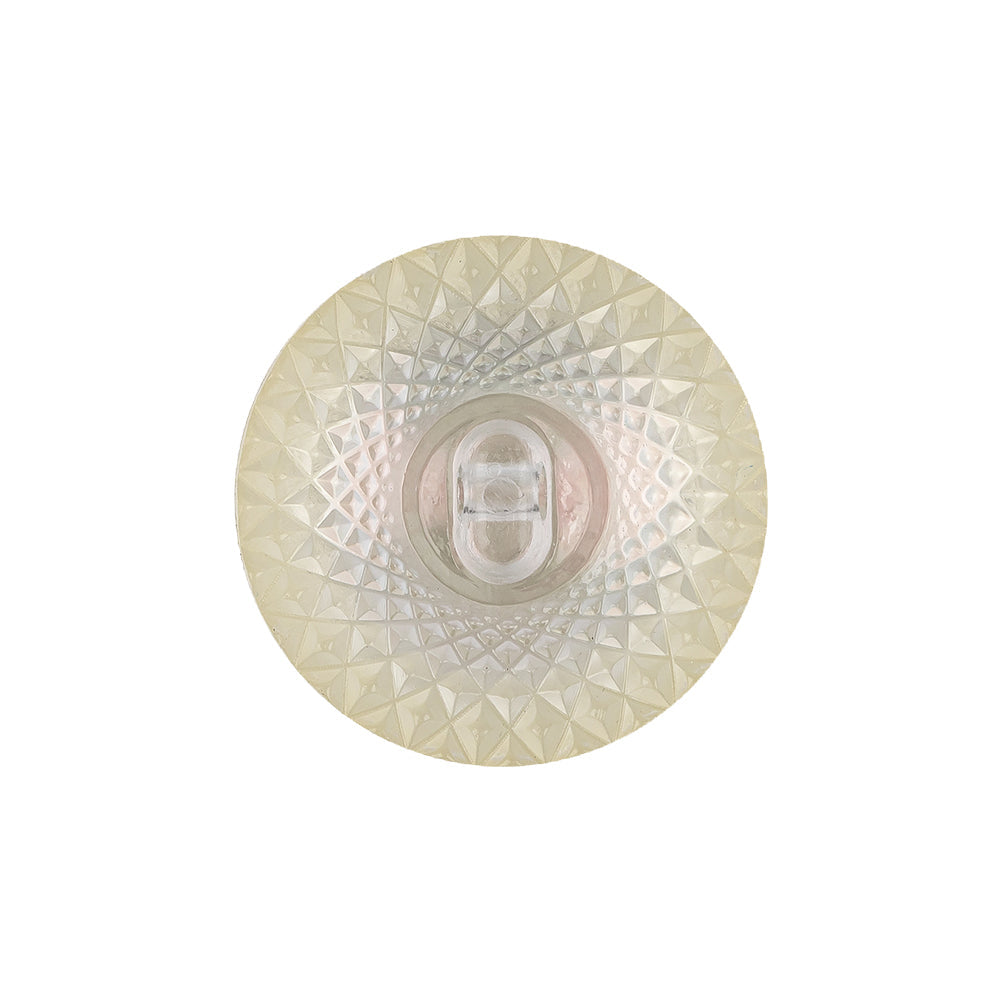 Translucent, Pink and Green Iridescent Dome Shaped Plastic Shank Back Button - 36L/23mm