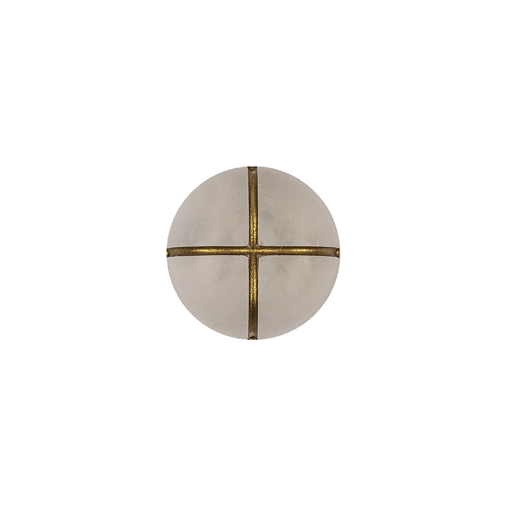 Frosted White and Gold Textured Shank Back Button - 20L/12.5mm