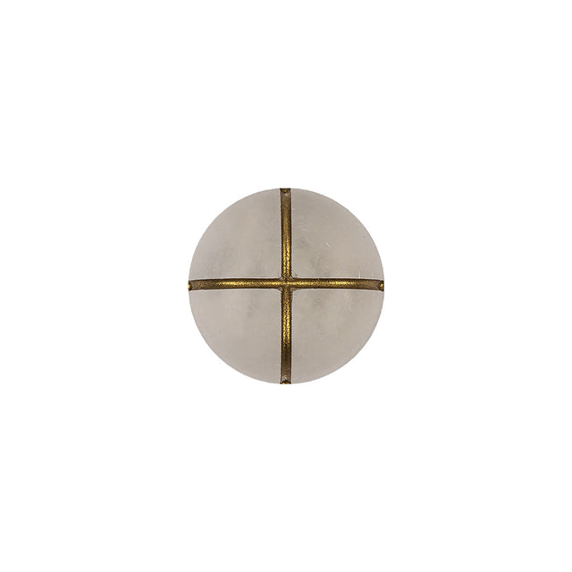 Frosted White and Gold Textured Shank Back Button - 20L/12.5mm