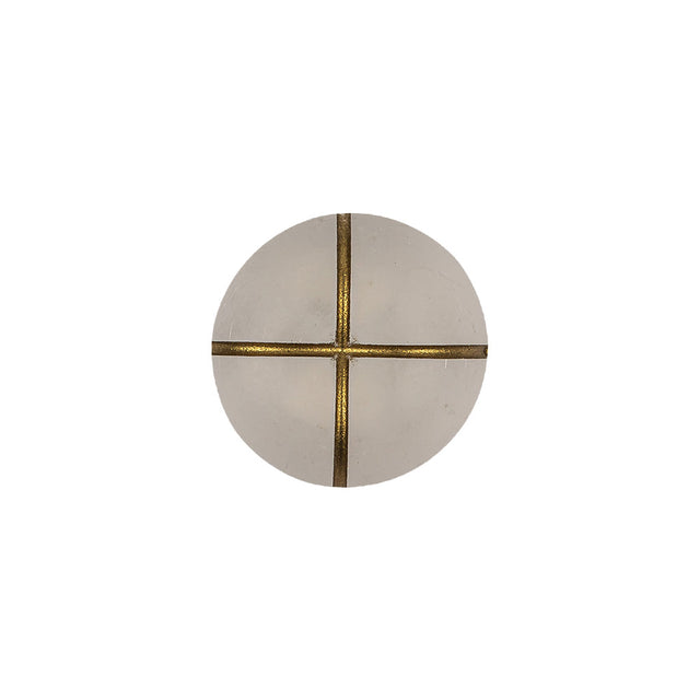 Frosted White and Gold Textured Shank Back Button - 24L/15mm