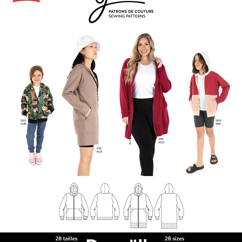 Sewing Pattern Danaelle Zip Front Hoodie by Jalie