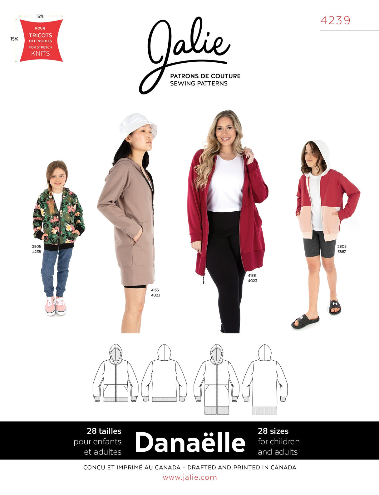 Sewing Pattern Danaelle Zip Front Hoodie by Jalie