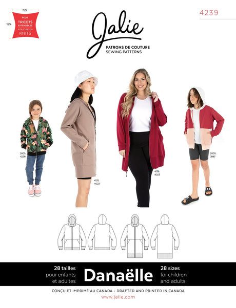 Sewing Pattern Danaelle Zip Front Hoodie by Jalie