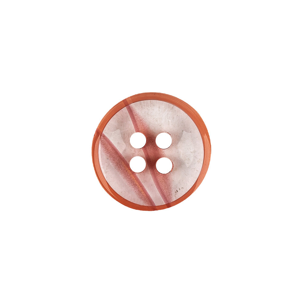 Chili and Clear Abstract Low Convex 4-Hole Plastic Button - 24L/15mm