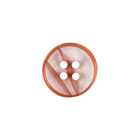 Chili and Clear Abstract Low Convex 4-Hole Plastic Button - 24L/15mm