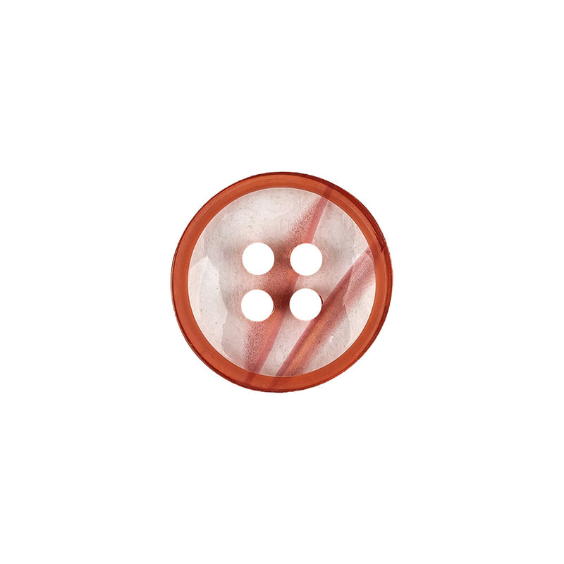 Chili and Clear Abstract Low Convex 4-Hole Plastic Button - 24L/15mm