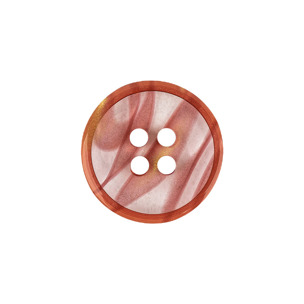 Chili and Clear Abstract Low Convex 4-Hole Plastic Button - 32L/20mm