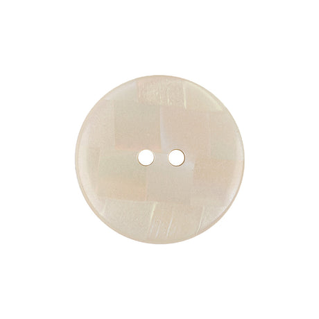 Antique White and Peach Dust Iridescent Patchwork 4-Hole Plastic Saucer Button - 36L/23mm