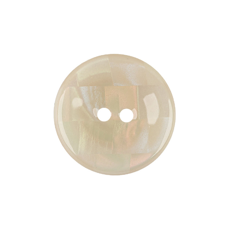 Antique White and Peach Dust Iridescent Patchwork 4-Hole Plastic Saucer Button - 36L/23mm