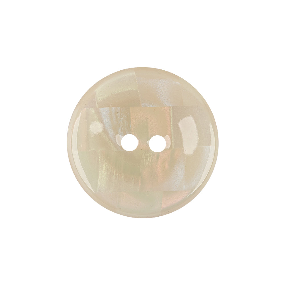 Antique White and Peach Dust Iridescent Patchwork 4-Hole Plastic Saucer Button - 36L/23mm