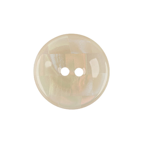 Antique White and Peach Dust Iridescent Patchwork 4-Hole Plastic Saucer Button - 36L/23mm