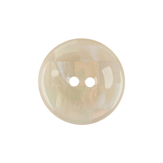 Antique White and Peach Dust Iridescent Patchwork 4-Hole Plastic Saucer Button - 36L/23mm