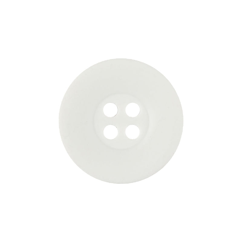 Matte White Shallow Plate 4-Hole Plastic Button - 33L/21mm